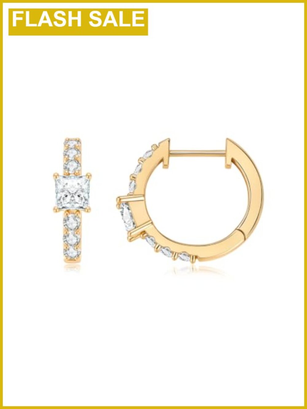 14K Gold Plated Small Huggie Hoop Earrings with Cubic Zirconia